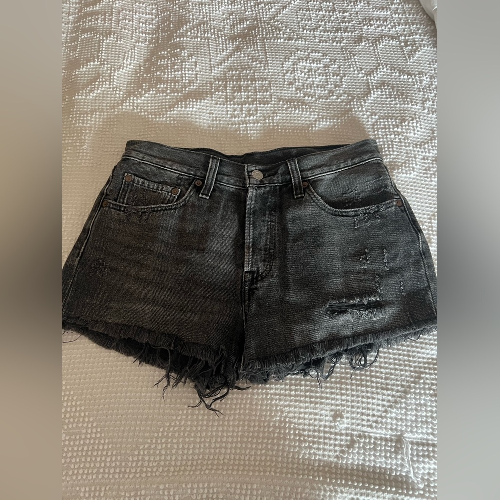 Levi’s Distressed Black Denim Shorts Size 27